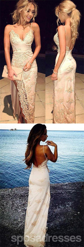 Sexy Mermaid Spaghetti Straps V-neck Backless Long Prom Dresses Online,12735