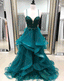 Spaghetti Straps Emerald Green A-line Custom Long Evening Prom Dresses, 17723