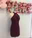 Cheap Halter Maroon Lace Short Homecoming Dresses Online, CM675