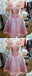 See Through Pink Lace Short Homecoming Dresses Online, CM676