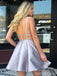 V Neck Simple Silver Grey Short Cheap Homecoming Dresses Online, CM724
