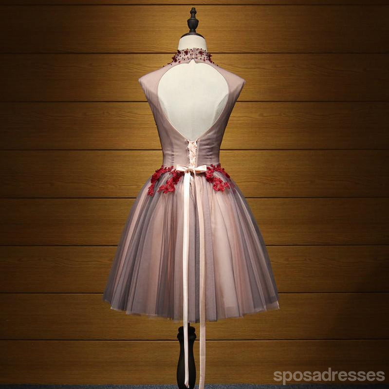 High Neck Open Back Lace Cheap Short Homecoming Dresses Online, CM689