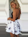 Sexy Spaghetti Straps Printed Flower Skirt Cheap Homecoming Dresses Online, CM718