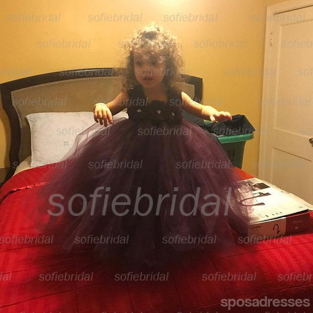 Purple Lace Tulle Flower Girl Dresses, Cheap Lovely Little Girl Dresses,  FG026