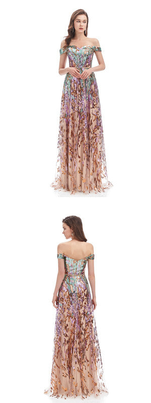 Off Shoulder A-line Strapless Cheap Long Prom Dresses Online, Dance Dresses,12784