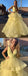 Yellow A-line Sleeveless V-neck Long Prom Dresses Online,Dance Dresses,12591