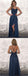 Navy Blue A-line Spaghetti Straps High Slit Long Prom Dresses Online,12611