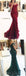 Off Shoulder Burgundy Lace Beaded Evening Mermaid Prom Dresses, Long Sexy Prom Dresses 17132