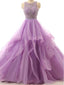 Lilac Organza Illusion A-line Cheap Evening Prom Dresses, Sweet 16 Dresses, 17492
