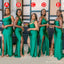 Mismatched Green Mermaid High Slit Long Sleeveless Bridesmaid Dresses Gown Online,WG1068