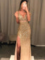 Mermaid Side Slit Sleeveless V Neck Prom Dresses, Sweet 16 Prom Dresses, 12483