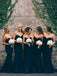 Women Elegant Cheap Sweet Heart Navy Mermaid Long Bridesmaid Dresses, WG151