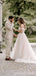 Long A-line Off Shoulder V-neck Sleeveless Lace Wedding Dresses,WD760