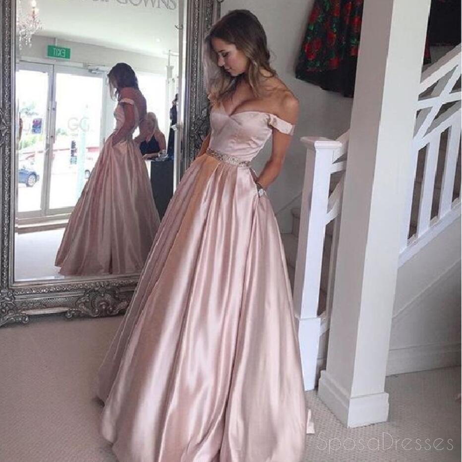 Emerald Green Off The Shoulder Custom Long Evening Prom Dresses, 17387