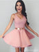 Dusty Pink V Neck Simple Short Cheap Homecoming Dresses Under 100, CM577