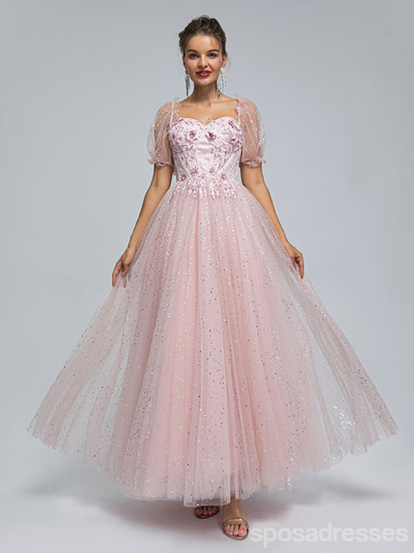 Sparkly A-line Short Sleeves Cheap Long Prom Dresses Online,13052