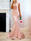 Sexy Pink Mermaid Halter Sleeveless Cheap Long Prom Dresses Online,12638