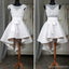 Sexy See through Cap Sleeves Lace High Low homecoming prom dresses,  CM0001