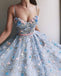 Spaghetti Straps Lace Flower A-line Long Evening Prom Dresses, Cheap Sweet 16 Dresses, 18448