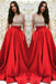 Short Sleeve Gold Beaded A line Black Long Evening Prom Dresses, 17653