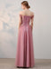 Off Shoulder Pink Tulle A-line Long Evening Prom Dresses, 17681