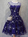 Blue Illusion Unique Cheap Short Homecoming Dresses 2018, CM552