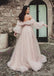 Gorgeous Pink A-line High Slit Cheap Maxi Long Prom Dresses,13261