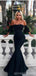 Sexy Mermaid Black Off Shoulder Sweetheart Cheap Long Prom Dresses Online,12742