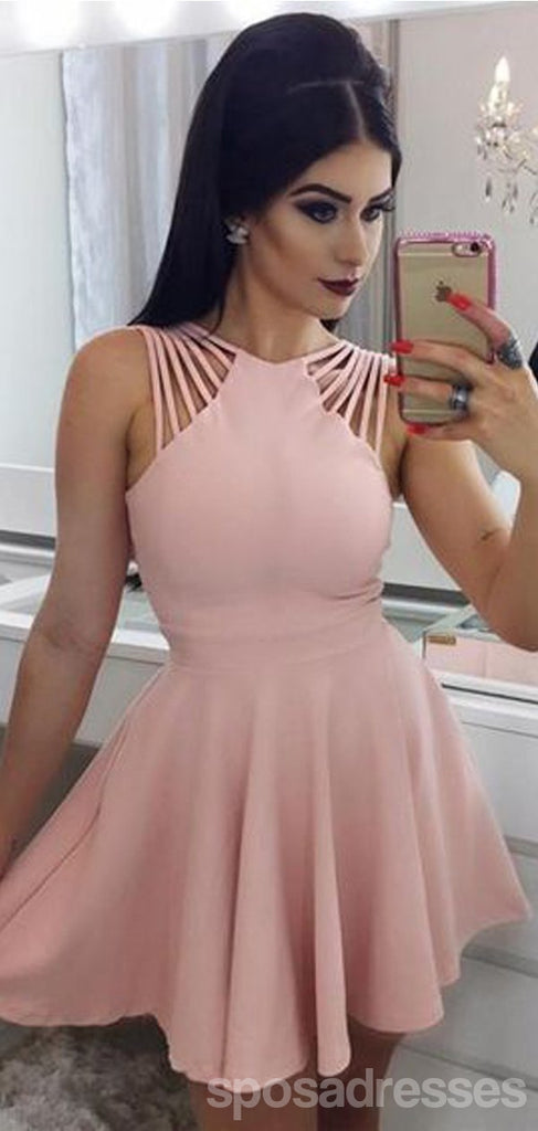 Simple Pink Sleeveless Short Homecoming Dresses Online, Cheap Short Prom Dresses, CM860