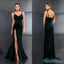 Green Mermaid Spaghetti Straps High Slit Cheap Long Bridesmaid Dresses Online, WG1152