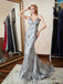 Sexy Grey Mermaid Spaghetti Straps V-neck Backless Long Party Prom Dresses Online,12555
