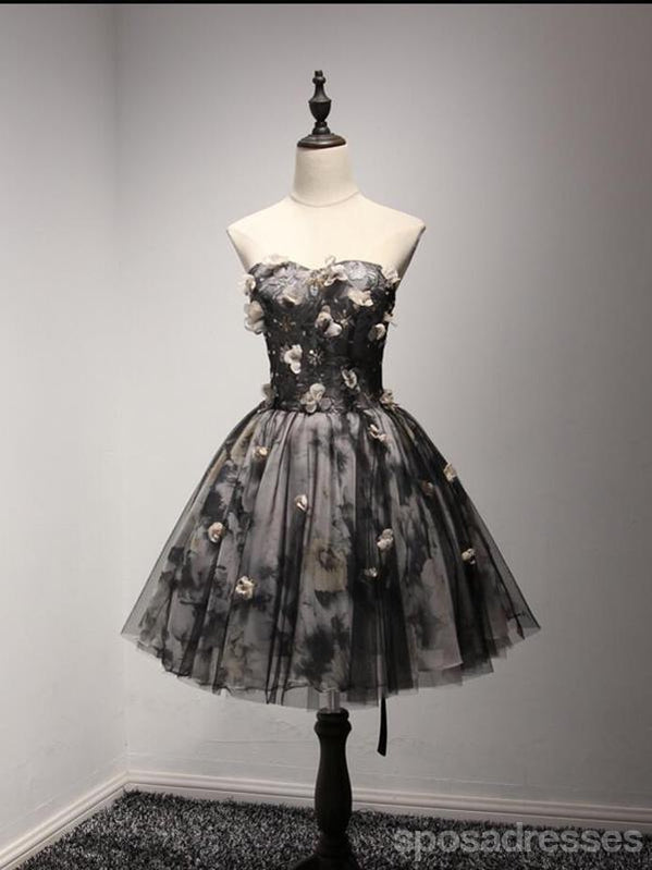 V Neckline Short Black Lace Homecoming Prom Dresses,  Little Back Dress,  CM205