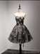 V Neckline Short Black Lace Homecoming Prom Dresses,  Little Back Dress,  CM205