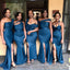 Navy Mismatched Mermaid Side Slit Long Cheap Bridesmaid Dresses Online, WG639