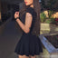 Sexy Two Pieces Black Cap Sleeve Cheap Homecoming Dresses 2018, CM430