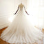 Long Sleeve V Neck Lace Long Cheap Custom Wedding Bridal Dresses, WD295