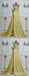 Yellow A-line One Shoulder High Slit Cheap Long Prom Dresses Online,12686
