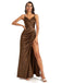 Mismatched Brown Mermaid Maxi Long Bridesmaid Dresses,Party Dress, WG1883