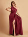 Mismatched Burgundy Side Slit Mermaid Maxi Long Bridesmaid Dresses,Party Dress, WG1885