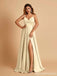 Mismatched Champagne Side Slit Mermaid Maxi Long Bridesmaid Dresses,Party Dress, WG1886