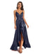 Navy V Neck Cheap Spaghetti Straps Bridesmaid Dresses Online, WG212