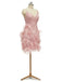Pink Sheath paghetti Straps Short Prom Homecoming Dresses,Short Prom Dresses,CM961