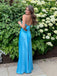 Elegant Blue V-neck Long Party Prom Dresses Ideas,Evening Gowns,13707