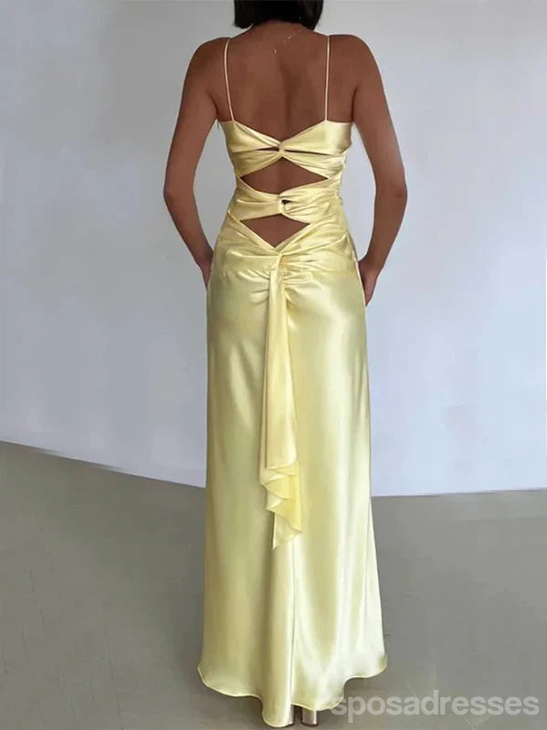 Sexy Yellow Mermaid Spaghetti Straps V-neck Long Party Prom Dresses Ideas,Evening Gowns,13848