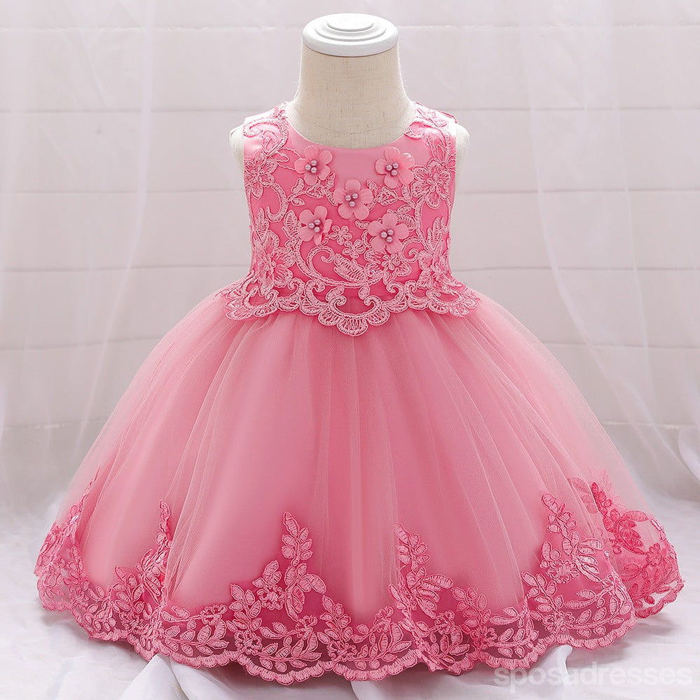 Sweet Champagne A-line Long Flower Girl Dresses, Cute Junior Girl Dresses, FG0198