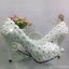 Women's Wedding Shoes Decorative Lace Floral Wedding Heels Bridal Shoes, H94