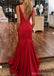 Sexy Red Mermaid V-neck Backless Long Party Prom Dresses,Evening Dress,13353