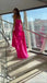 Sexy Hot Pink Mermaid Slit Maxi Long Party Prom Dresses,Evening Dress,13549