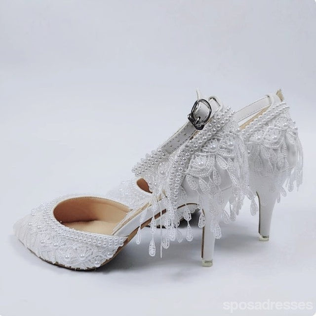 Women's Wedding Shoes Decorative Heel Wedding Heels Bridal Shoes With Beading