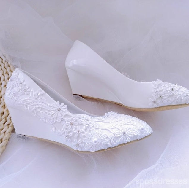 Women's Wedding Shoes Decorative Heel Wedding Heels Bridal Shoes With Beading